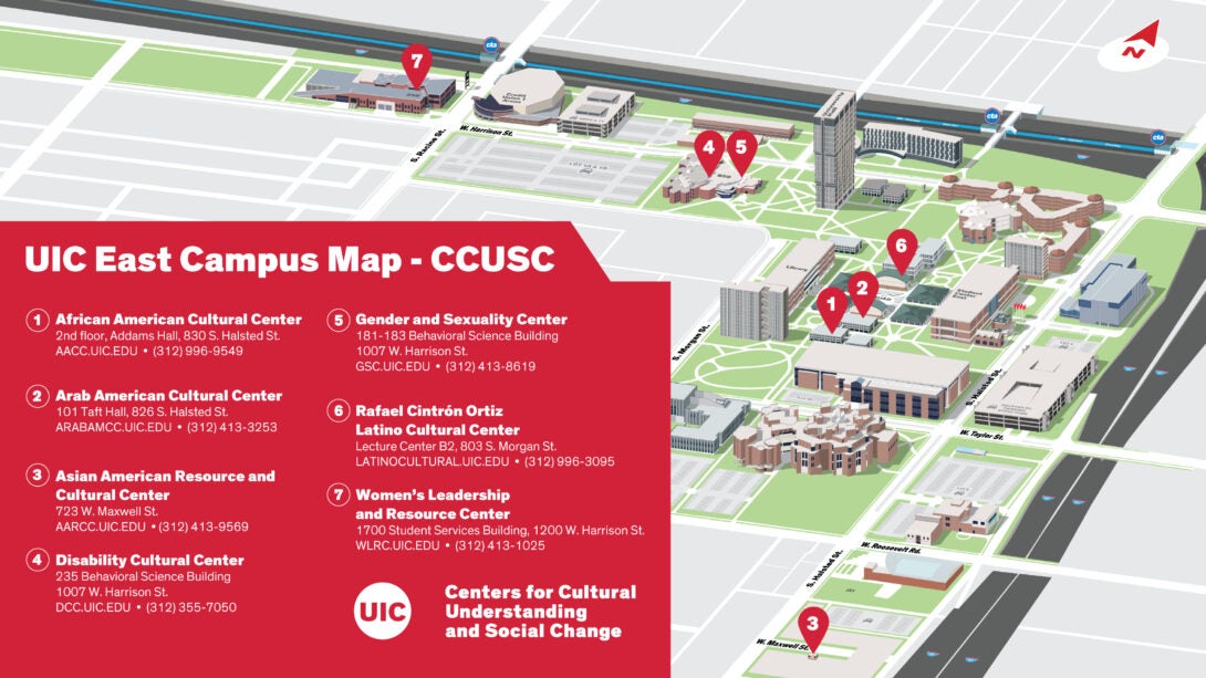 Map of UIC and where the GSC is located.