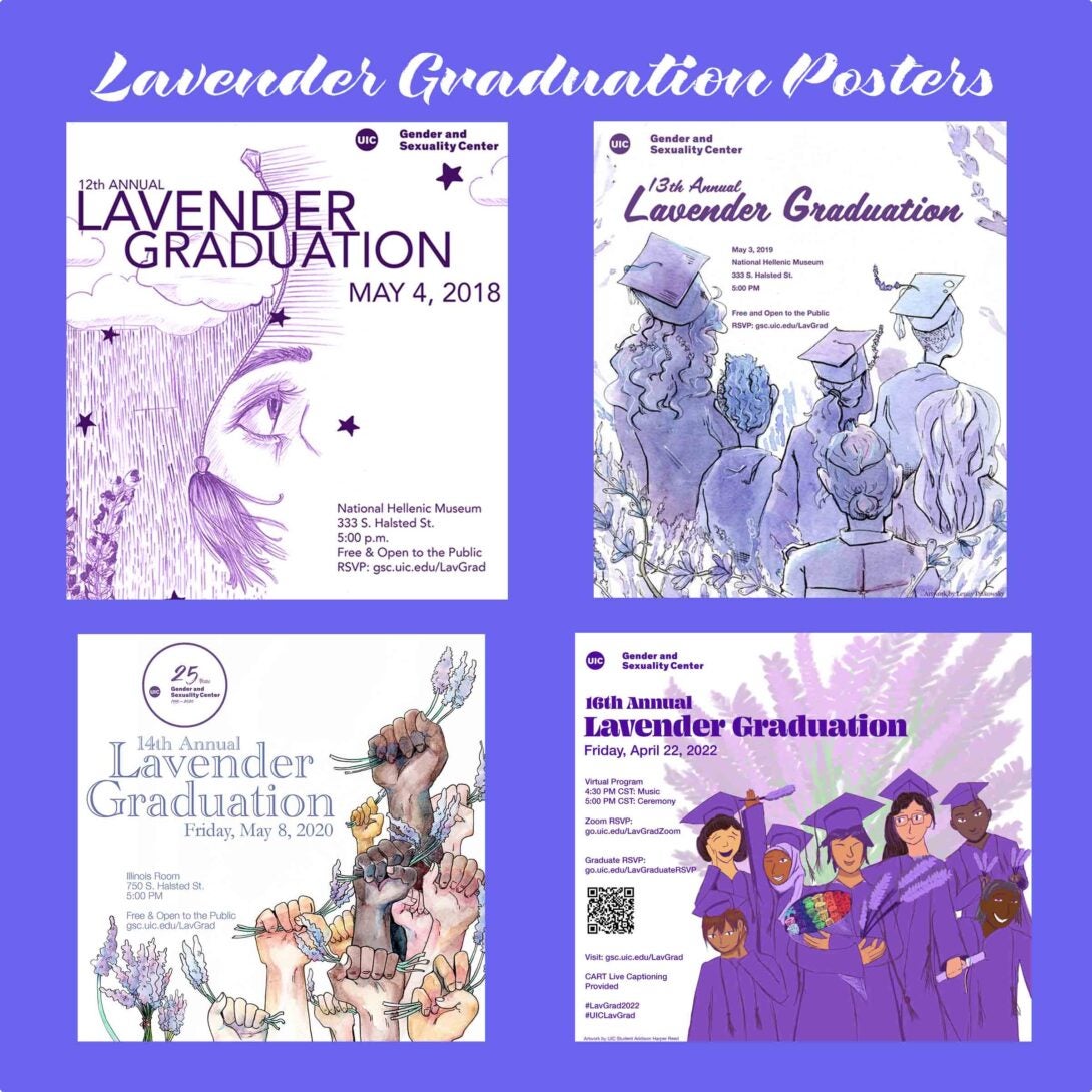 4 previous posters in lavender background